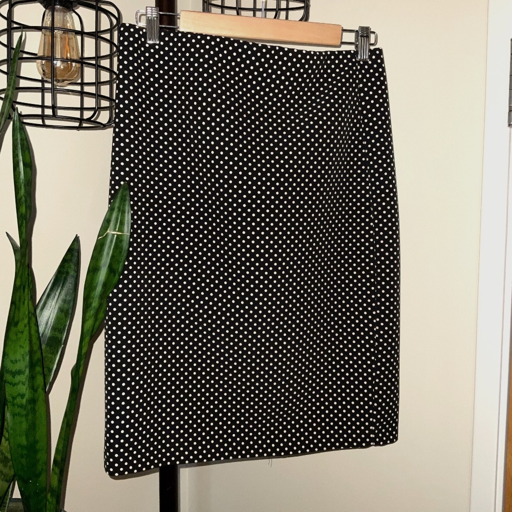 Size 6 Philosophy Polka Dot Black Pencil Skirt